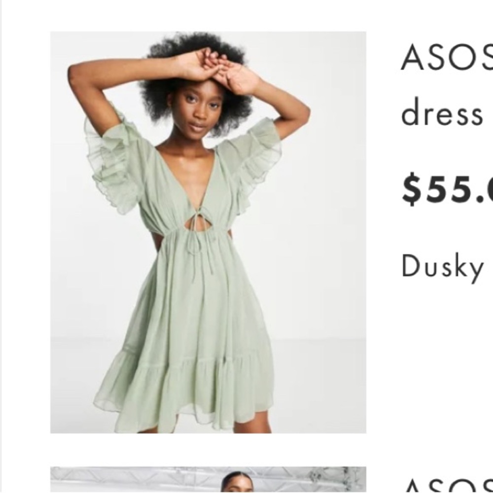 Asos Sage Green Flowy Dress, Brand New